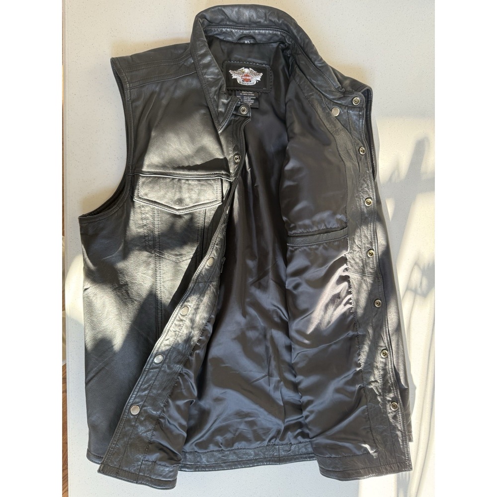 Harley Davidson Men's Switchback Blade Skull Black Leather Jacket XL - Picture 10 of 13